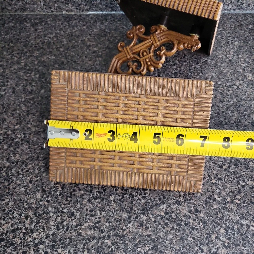 Vintage 1978 Syroco Homco Faux Wicker Brown Wall Shelves Set of 2 Made in USA